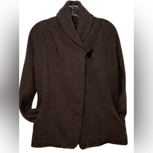 Adrienne Vittadini Dark Brown  Wool Cardigan Sweater With Toggle Closure Medium